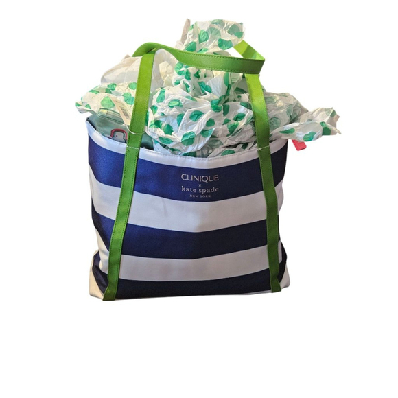 Kate Spade Tote Bag Blue White Striped - Picture 4 of 4